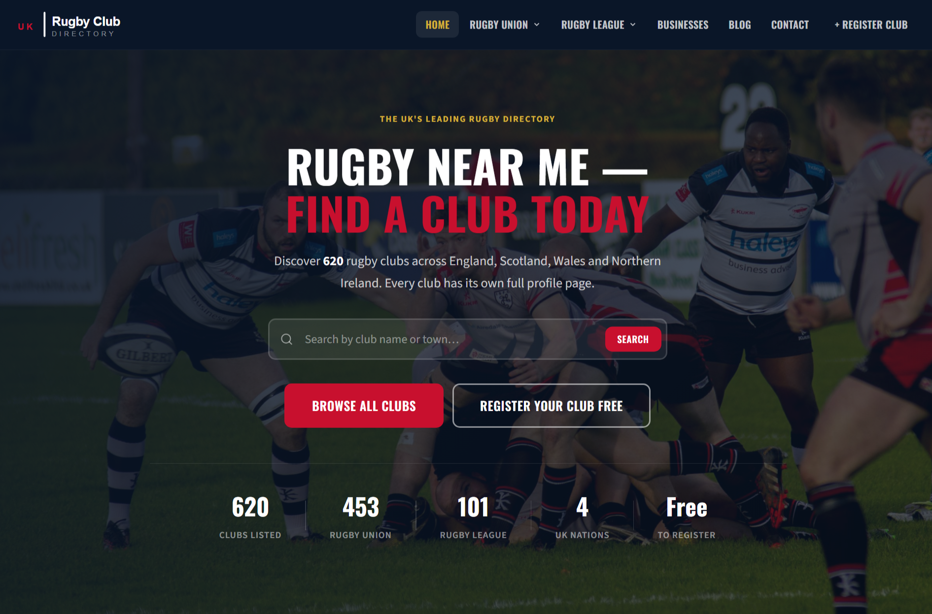 UK Rugby Club Directory website